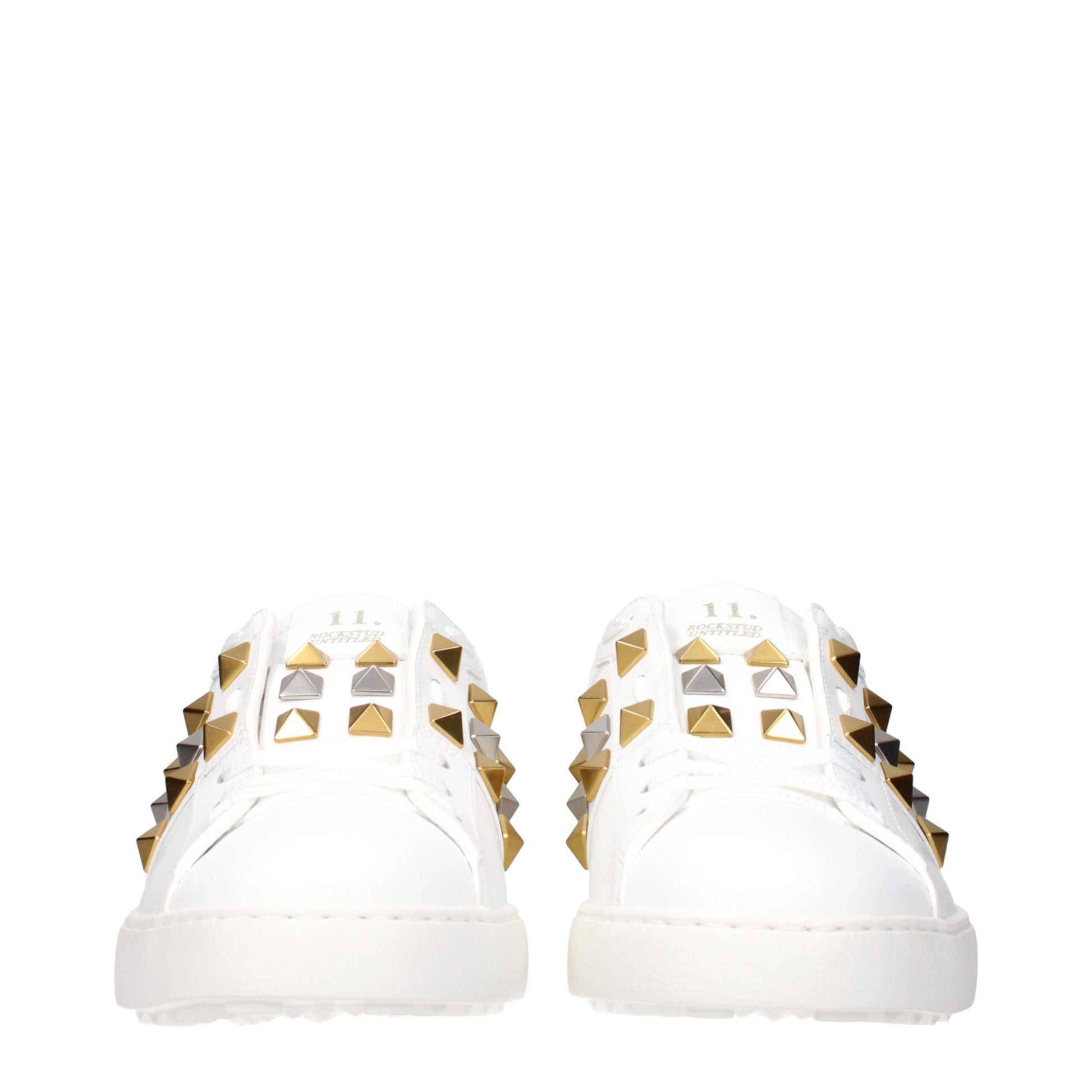 Valentino Garavani White Leather Low Top Sneakers with Studs