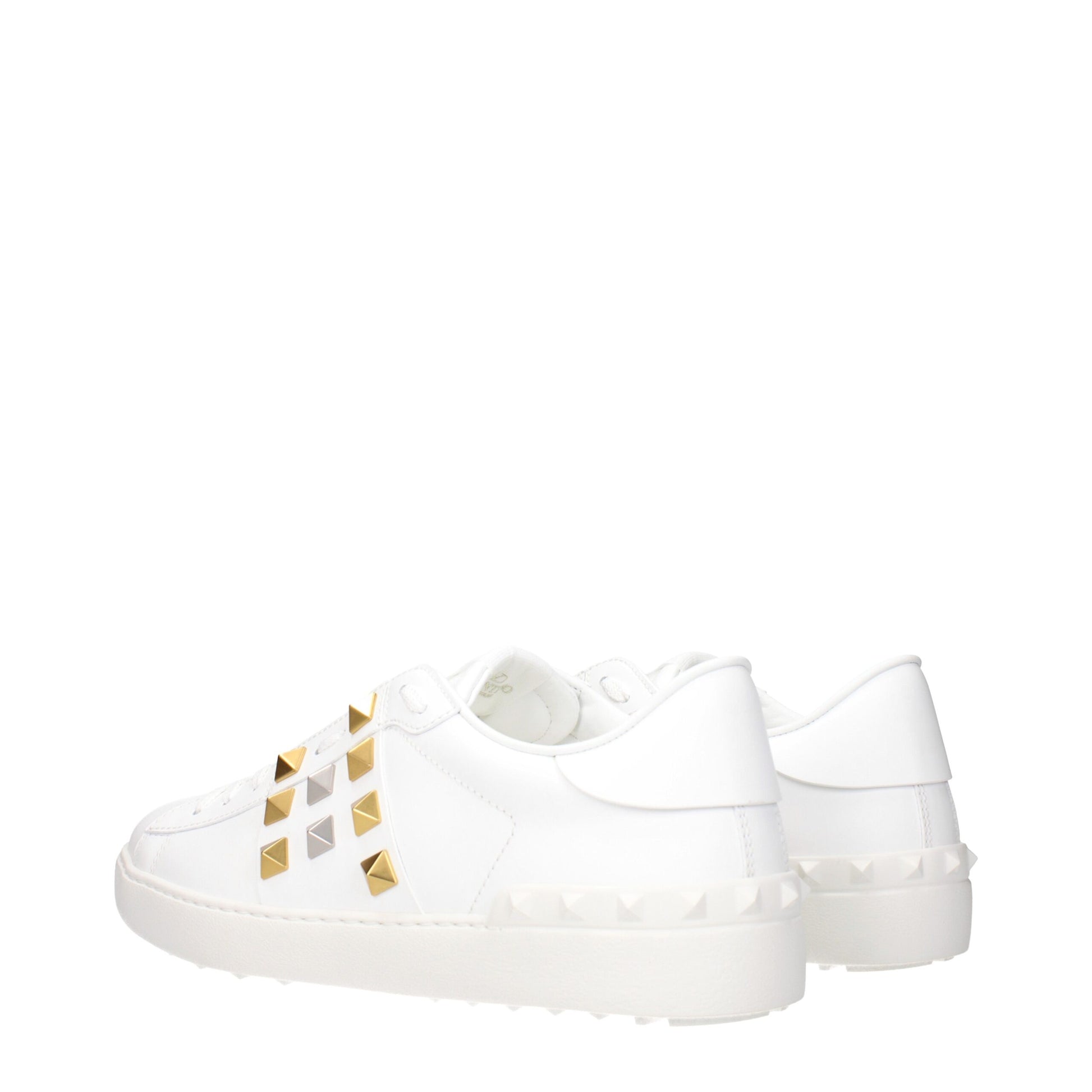 Valentino Garavani White Leather Low Top Sneakers with Studs