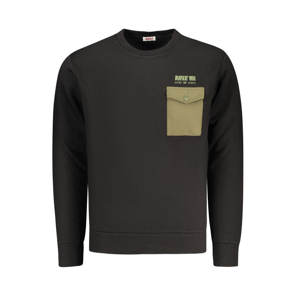 RIFLE Black Cotton Men's Sweatshirt