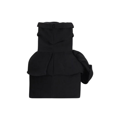 Magda Butrym Black Sculptural Rose Mini Cocktail Dress