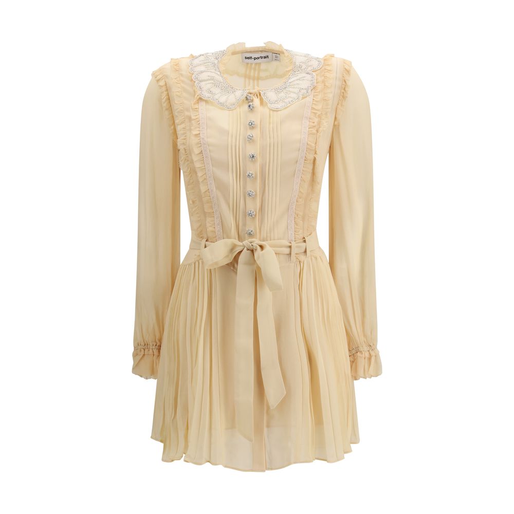 Self-Portrait Cream Viscose Casual Dress