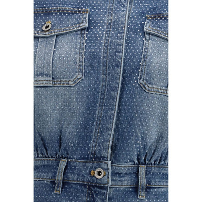 Self-Portrait Rhinestone Denim Playsuit