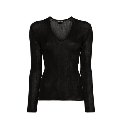 Tom Ford Black Sheer Fine Ribbed Long Sleeved Top