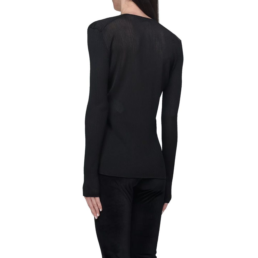 Tom Ford Black Sheer Fine Ribbed Long Sleeved Top