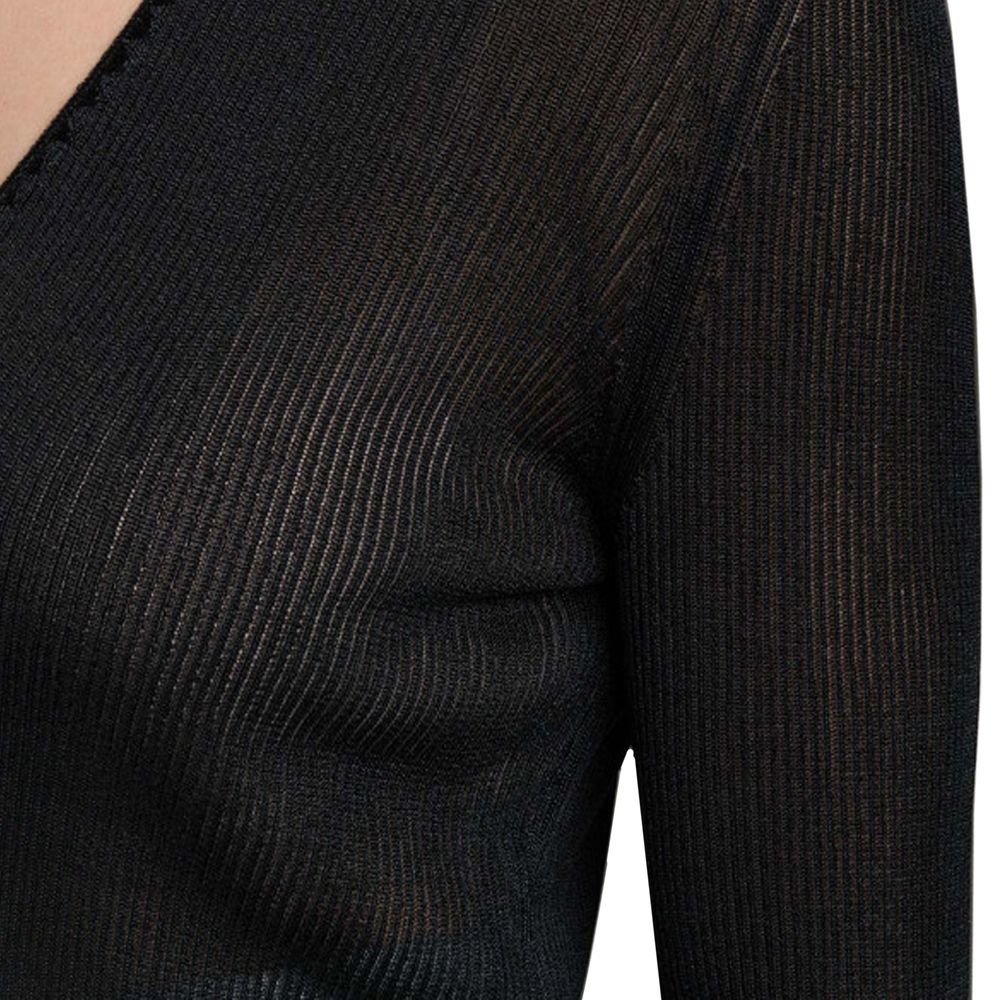 Tom Ford Black Sheer Fine Ribbed Long Sleeved Top