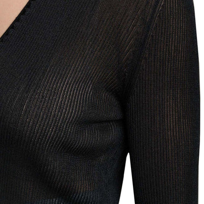 Tom Ford Black Sheer Fine Ribbed Long Sleeved Top