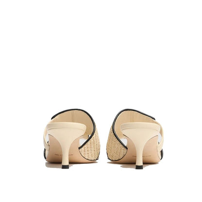 Manolo Blahnik Beige Leather Flat Sandals