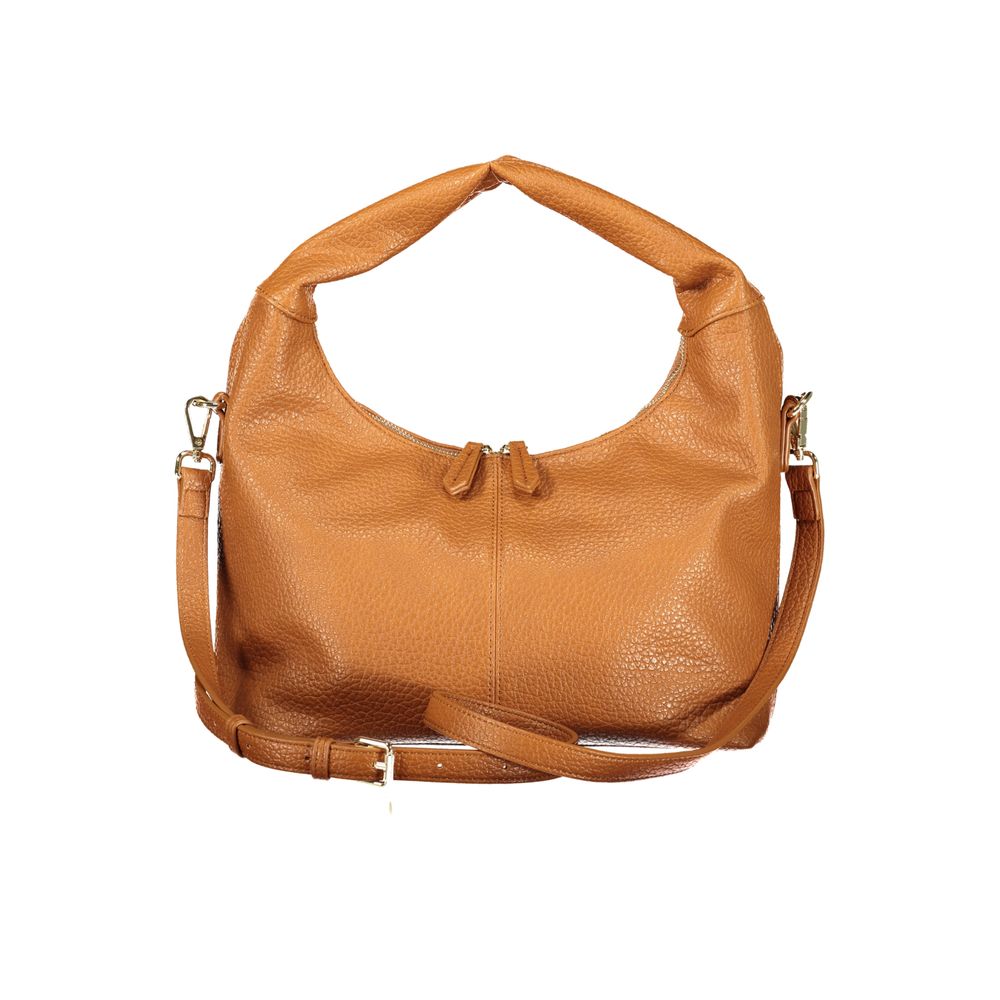 Mario Valentino Marrone Leather-Finish Handbag with Adjustable Strap