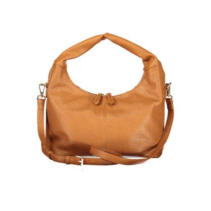 Mario Valentino Marrone Leather-Finish Handbag with Adjustable Strap