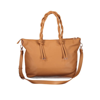 Mario Valentino Marrone Leather-Finish Women's Handbag with Adjustable Strap