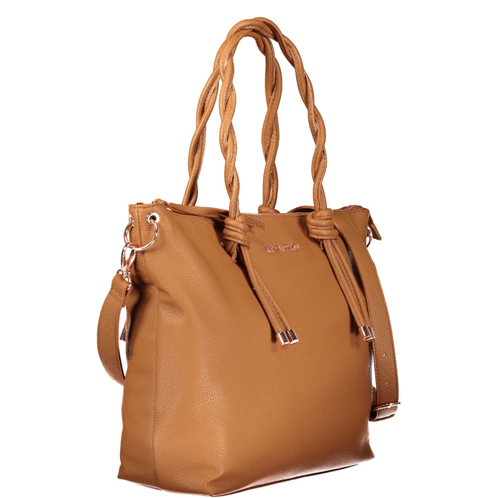 Mario Valentino Marrone Leather-Finish Women's Handbag with Adjustable Strap
