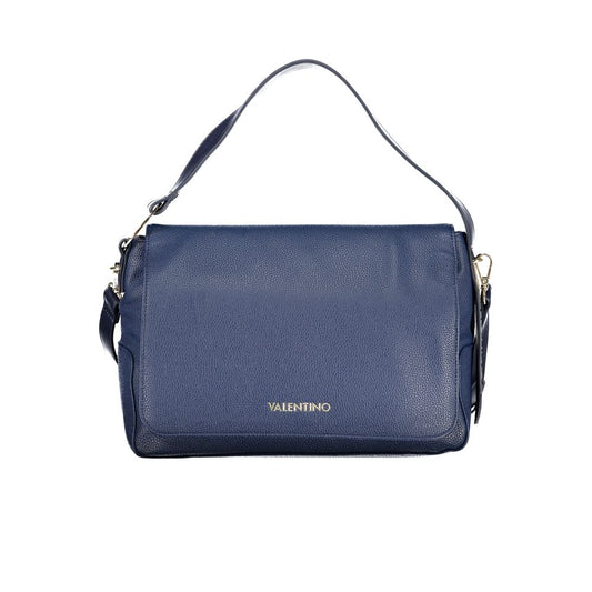 Mario Valentino Blue Italian Leather Shoulder Bag with Adjustable Straps
