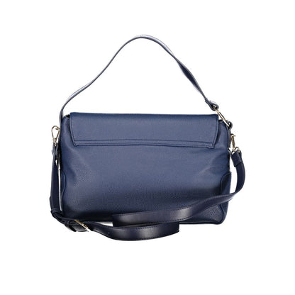 Mario Valentino Blue Italian Leather Shoulder Bag with Adjustable Straps