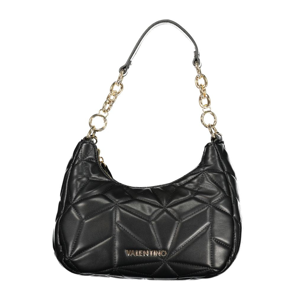 Mario Valentino Black Leather Handbag with Removable Chain Strap