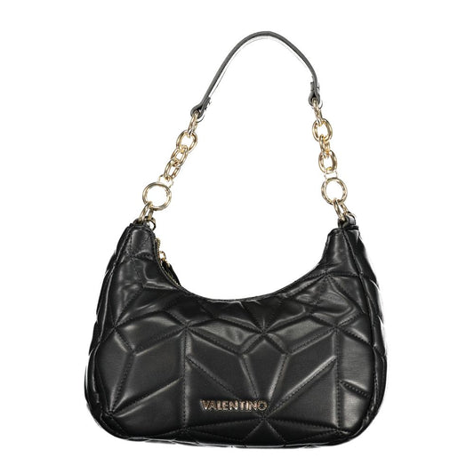 Mario Valentino Black Leather Handbag with Removable Chain Strap