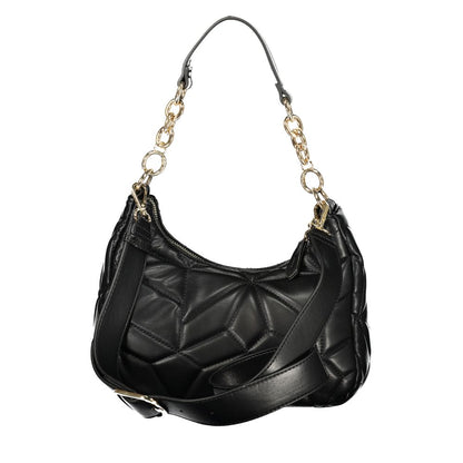 Mario Valentino Black Leather Handbag with Removable Chain Strap