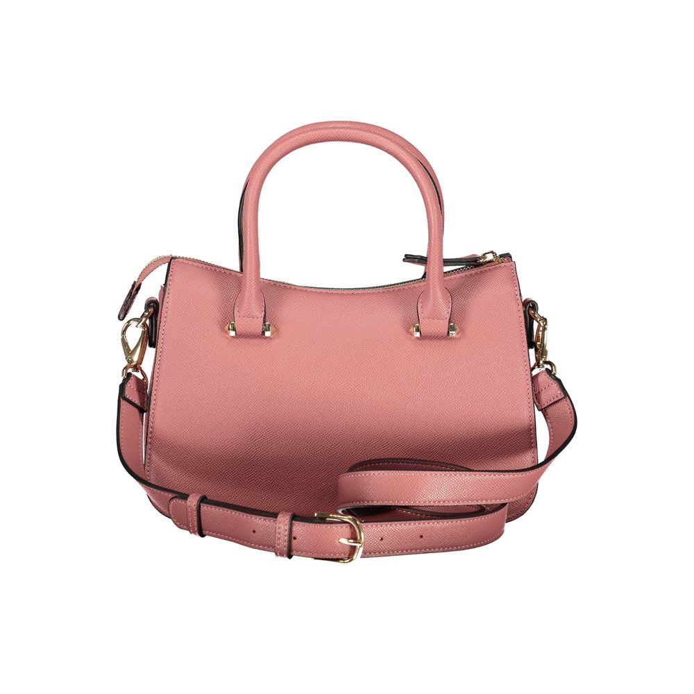 Mario Valentino Rosa Leather-Finish Handbag with Gold Accents