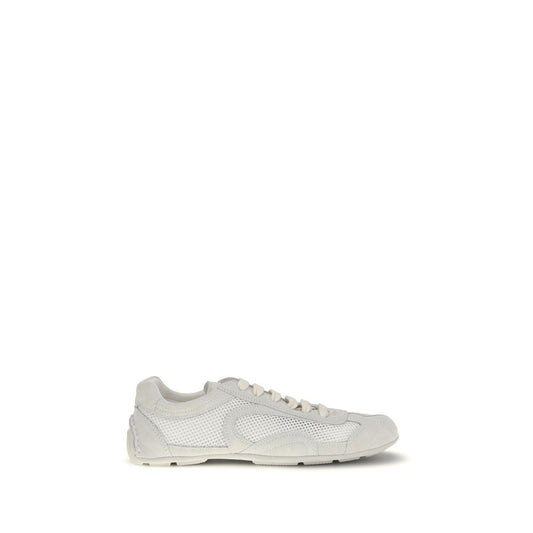 Prada Montecarlo White Fabric Low Top Sneakers