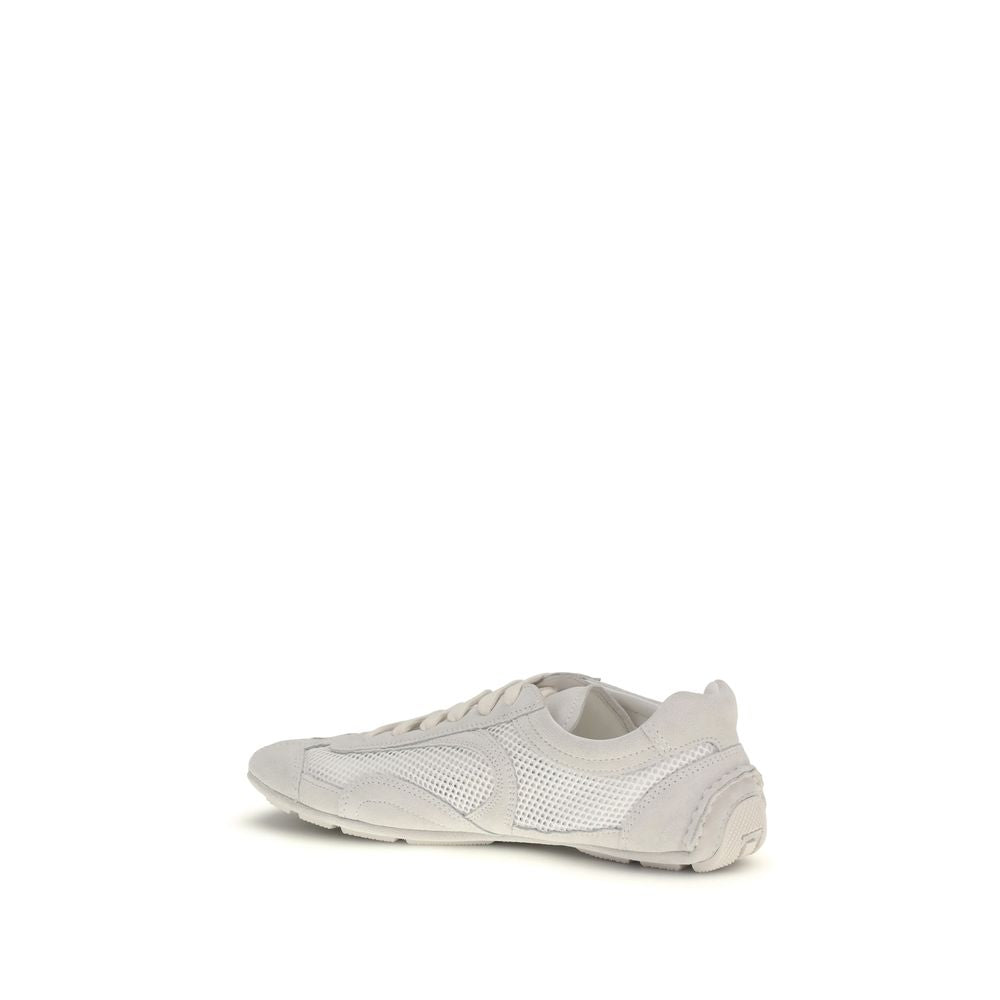 Prada Montecarlo White Fabric Low Top Sneakers