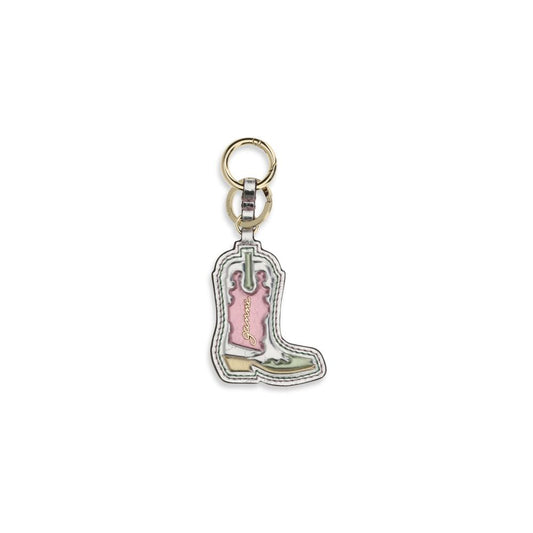 Ganni Silver Polyethylene Western Boot Keyring