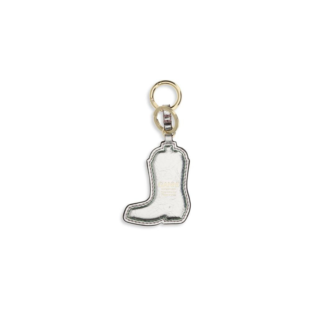 Ganni Silver Polyethylene Western Boot Keyring