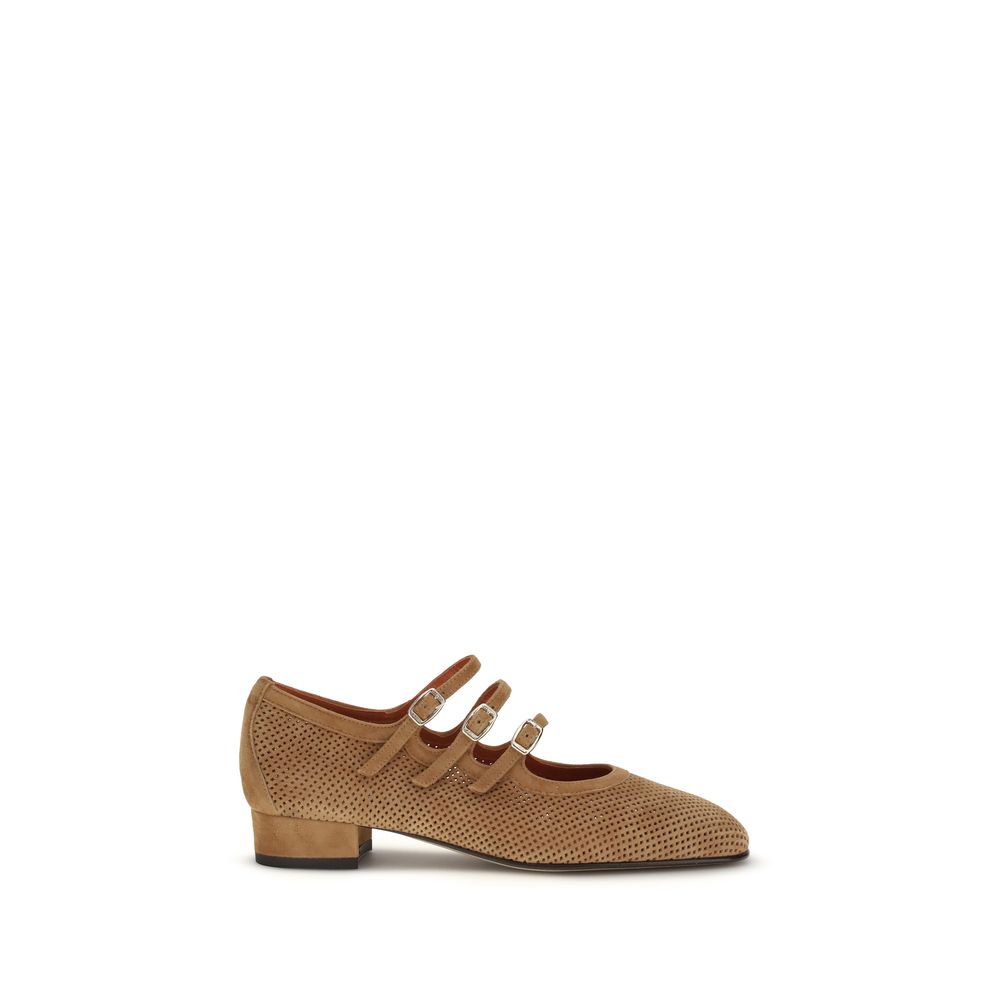 Carel Paris Beige Calf Leather Bos Taurus Ballet Flats