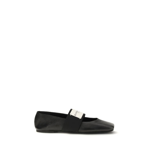 Givenchy Black Lamb Leather Sliced Square Ballerina Flats