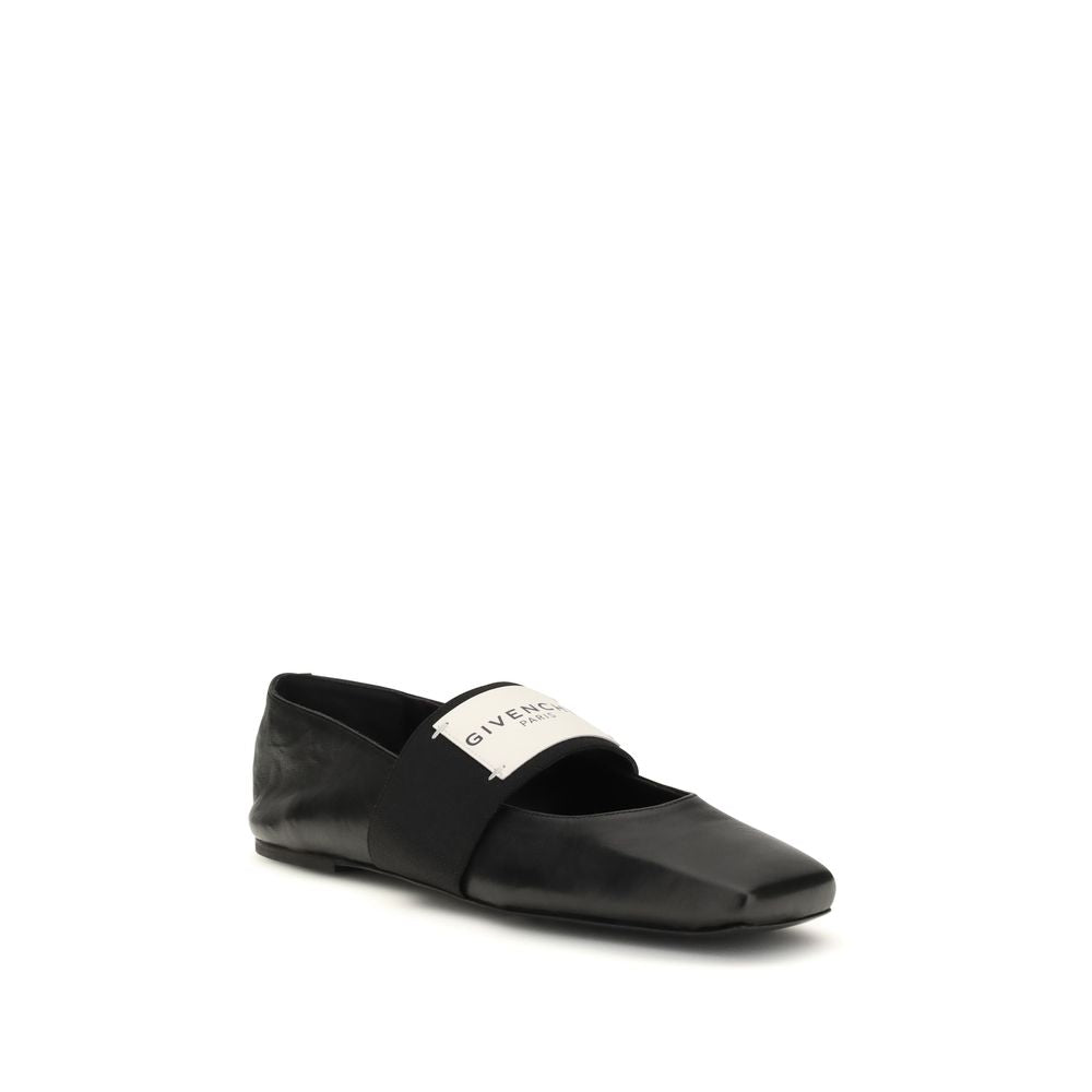 Givenchy Black Lamb Leather Sliced Square Ballerina Flats