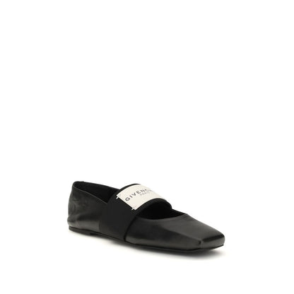 Givenchy Black Lamb Leather Sliced Square Ballerina Flats
