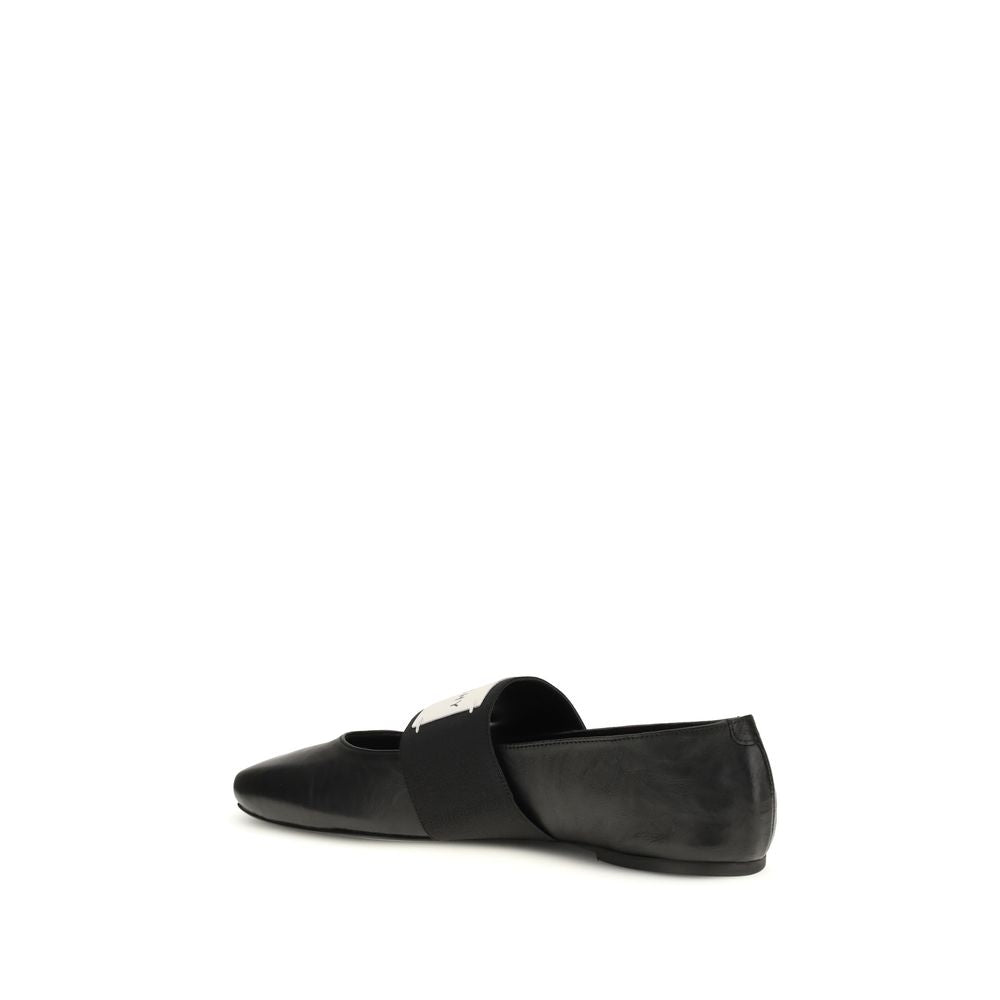 Givenchy Black Lamb Leather Sliced Square Ballerina Flats