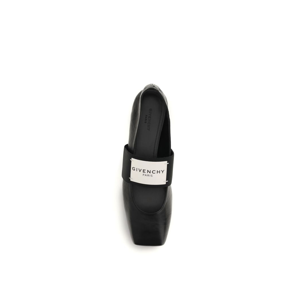 Givenchy Black Lamb Leather Sliced Square Ballerina Flats