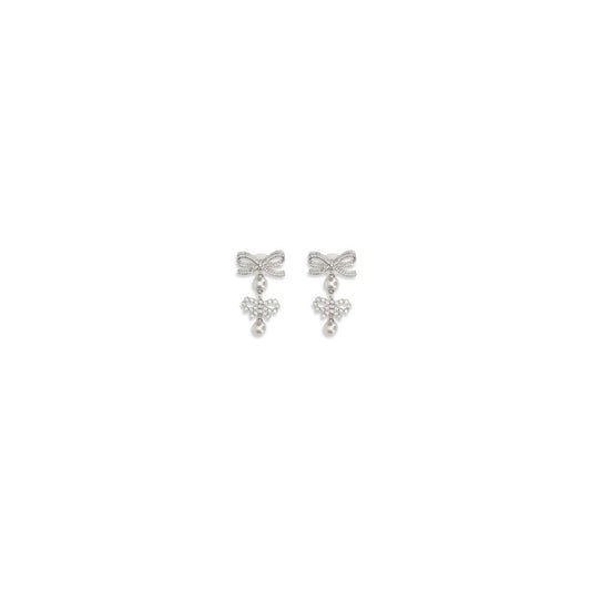 Self-Portrait Double Bow Pearl Earrings