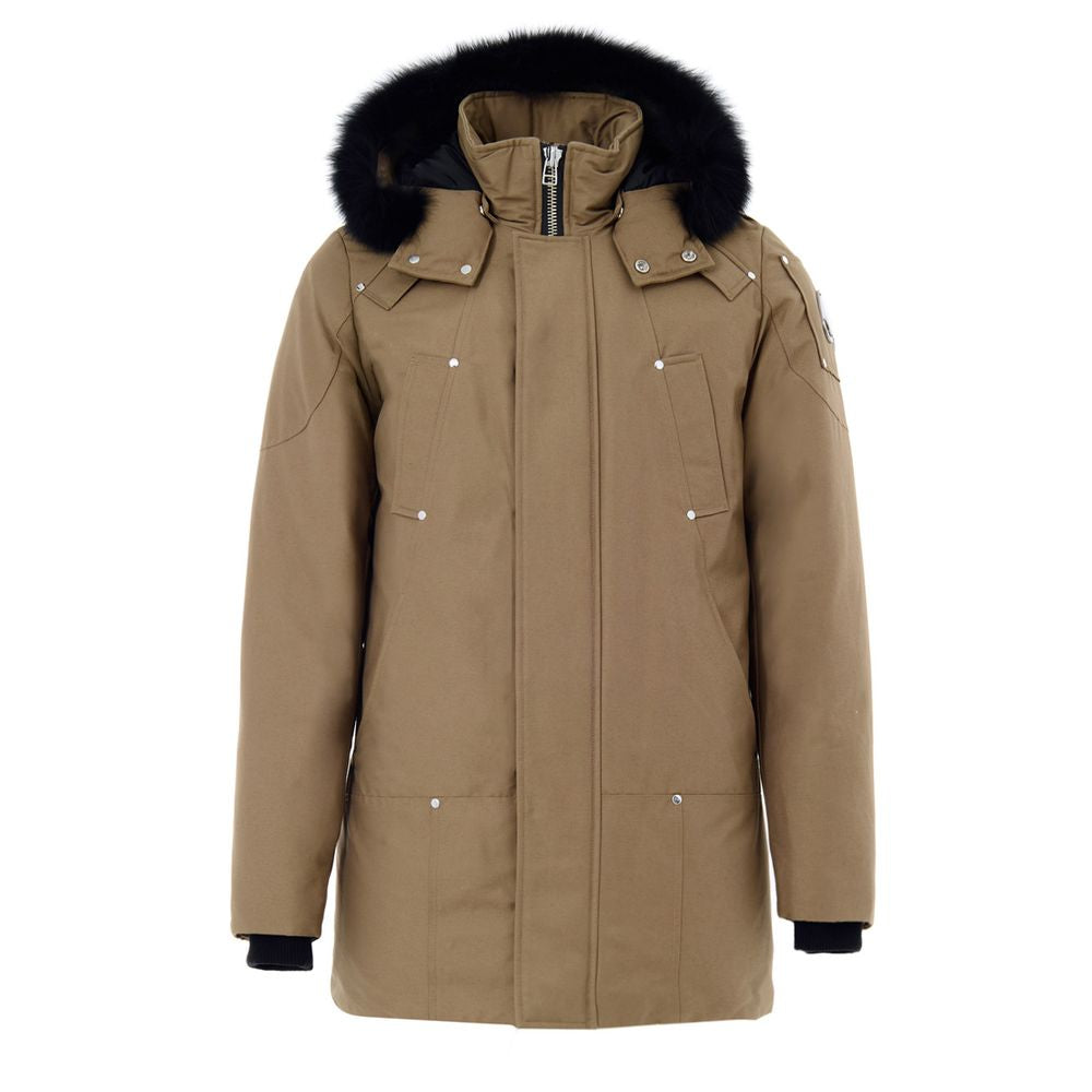 Moose Knuckles Beige Nylon Parka with Fur Hood
