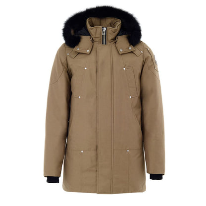 Moose Knuckles Beige Nylon Parka with Fur Hood