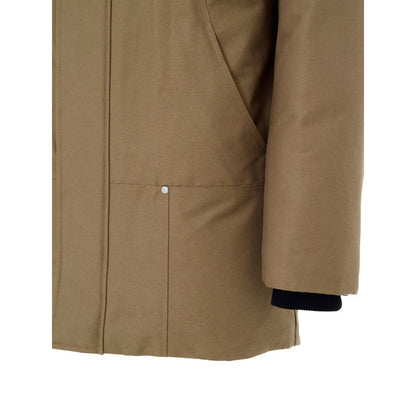 Moose Knuckles Beige Nylon Parka with Fur Hood