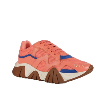 Versace Coral Orange Leather Chunky Squalo Sneakers