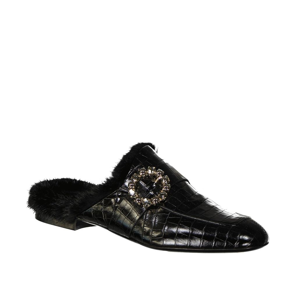 Eleventy Black Calfskin Mules for Women