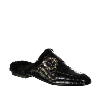 Eleventy Black Calfskin Mules for Women