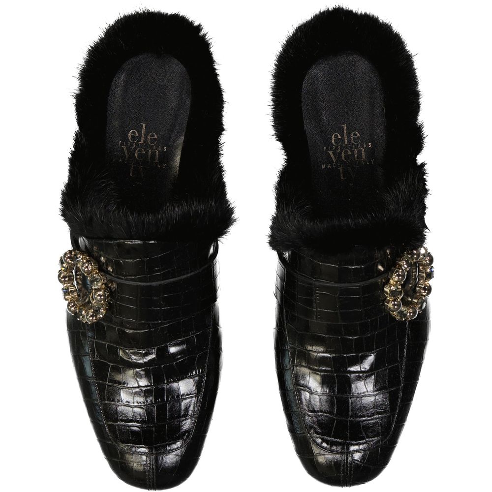 Eleventy Black Calfskin Mules for Women