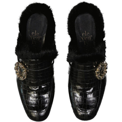 Eleventy Black Calfskin Mules for Women