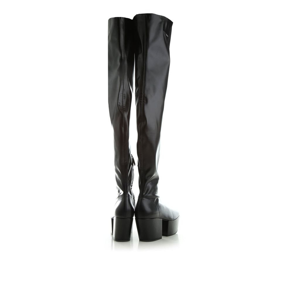 Prada Black Calfskin Over The Knee Boots