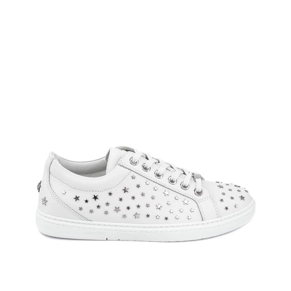 Jimmy Choo White Calfskin Low Top Sneakers - Elevate Your Style