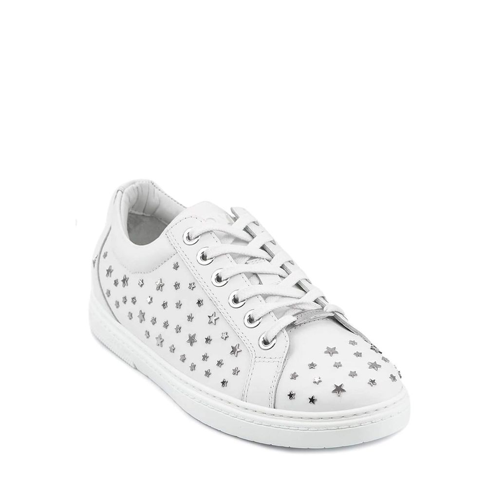 Jimmy Choo White Calfskin Low Top Sneakers - Elevate Your Style