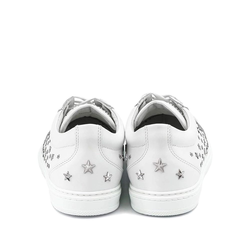Jimmy Choo White Calfskin Low Top Sneakers - Elevate Your Style