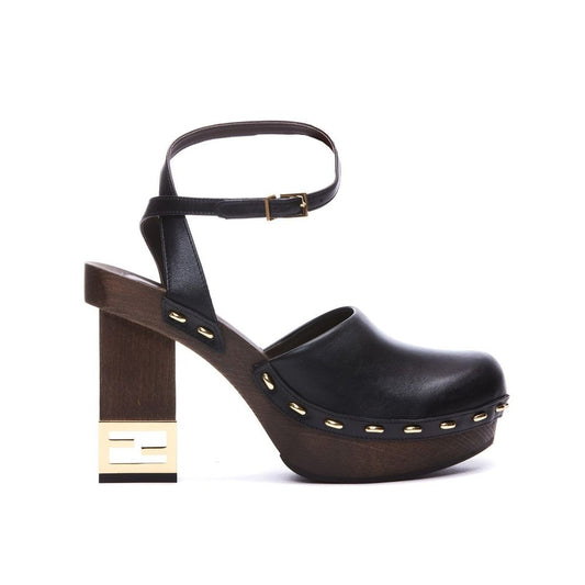 Fendi Black Calfskin Clogs: Elegant Footwear for Distinctive Style