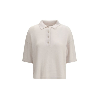 Allude Cream Cashmere Polo Shirt