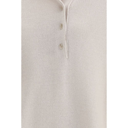 Allude Cream Cashmere Polo Shirt
