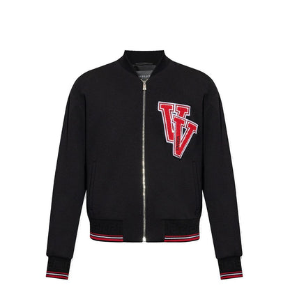 Versace Black Virgin Wool V Bomber Jacket for Men