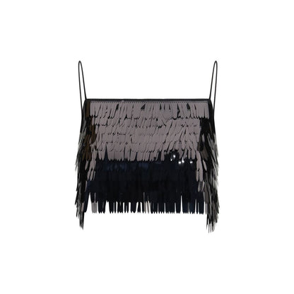 Self-Portrait Black Polyester Sequin Top