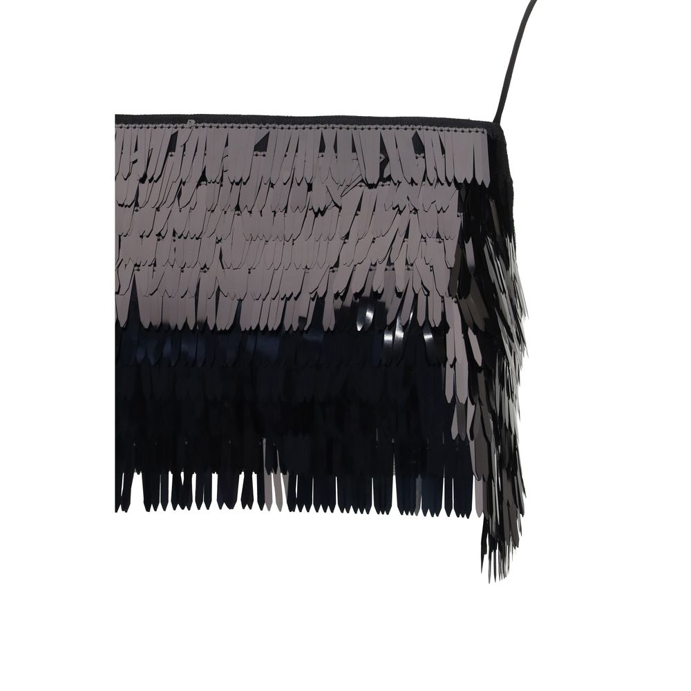 Self-Portrait Black Polyester Sequin Top